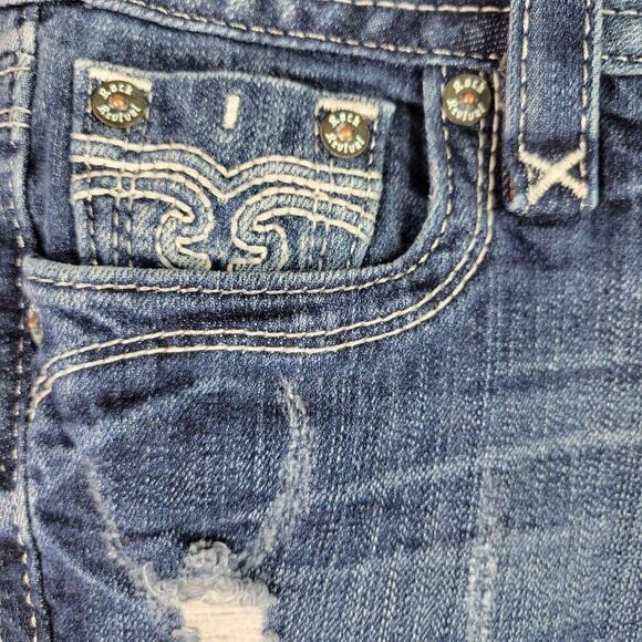 Rock Revival Jeans Womens Size 26 Straight Leg Medium Wash Embellished Raw Hem - Picture 11 of 11